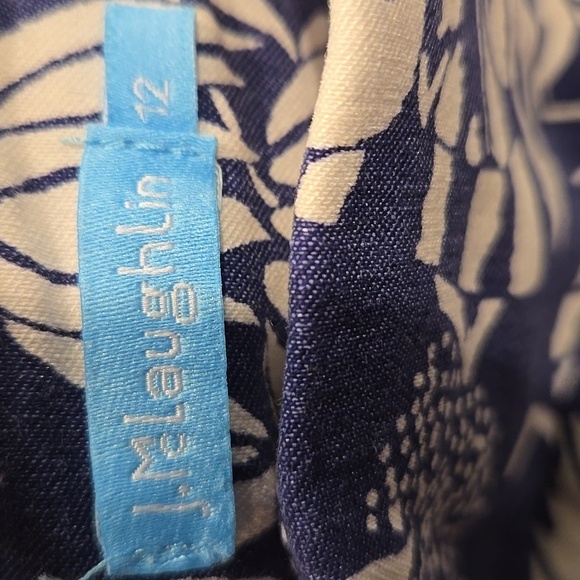 J. McLaughlin MONKEY-TROPICAL PRINT STRETCH PULL-ON PANTS. ANKLE LENGTH. SIZE 12 - Picture 3 of 8